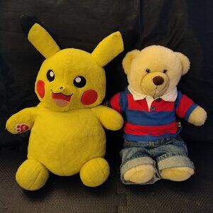 BUNDLE OF 2 - Build A Bear Workshop Teddy Bear + Pokémon Pikachu Build a Bear
